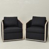 KINWELL 31"W Oak Frame Upholstered Swivel Barrel Armchair, Set of 2 - 4 of 4