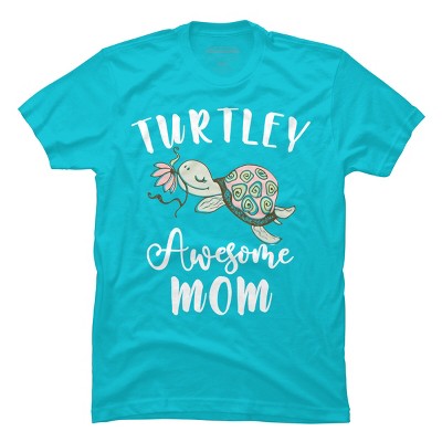 Men's Design By Humans Turtley Awesome Mom Turtle with Flower By animalshop T-Shirt