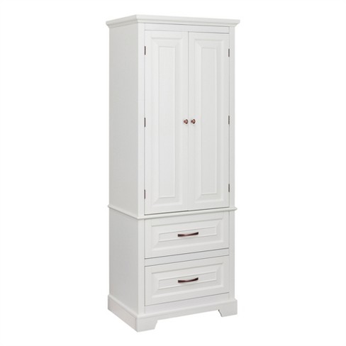 Teamson Home Roma Linen Tower Storage Cabinet With Glass Door And Drawer  White - Elegant Home Fashions : Target