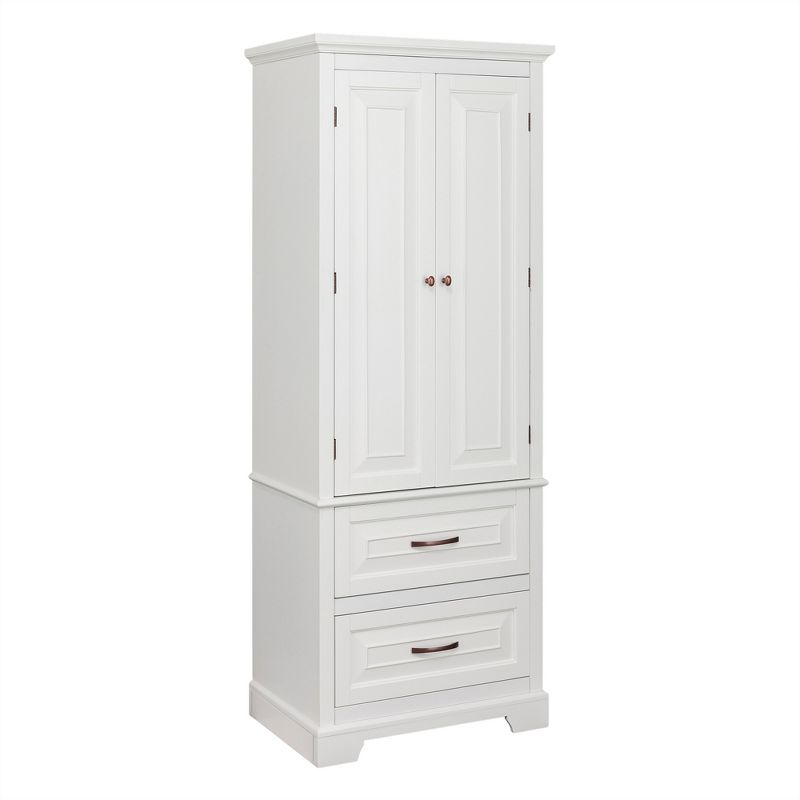 Teamson Home St. James Wooden Linen Tower Cabinet with 2 Drawers, White, 1 of 13