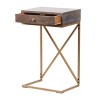 Bucyrus Rustic Glam Handcrafted Acacia Wood C Shaped Side Table Dark Brown/Gold - Christopher Knight Home - 3 of 4