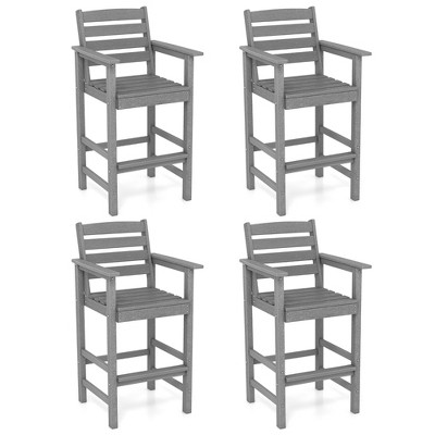Tangkula Patio Bar Stools Set of 4 Tall Adirondack Chair w/ Backrest Armrests & Footrests