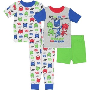 PJ Masks Toddler Boys' 4-Piece Short Sleeve Cotton Pajama Sets, Size 2T - 1 of 4