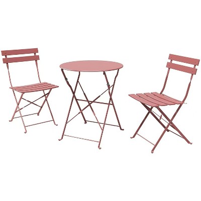 Whizmax Indoor/Outdoor 3-Piece Bistro Set Folding Table and Chairs Patio Seating