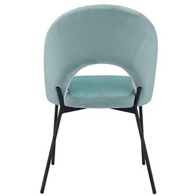 Green Velvet and Floral Print Side Chair with Metal Legs