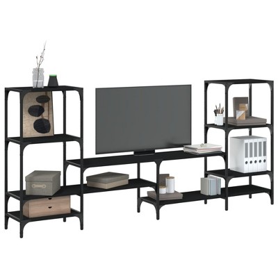 vidaXL TV Stand Black 81.3 in.x11.2 in.x37.4 in. Engineered Wood