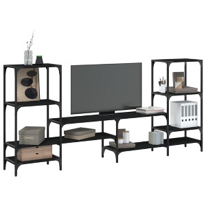 vidaXL TV Stand Black 81.3 in.x11.2 in.x37.4 in. Engineered Wood - 1 of 4