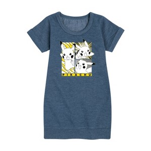 - Pokémon - Pikachu Panel Comic Manga Graphic Short Sleeve Fleece Dress - 1 of 4