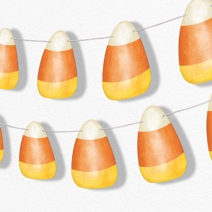 Big Dot of Happiness Candy Corn Garland Banner, Halloween and Fall Party Decor Backdrop, 30 Feet of Cord, 15 Paper Classic Tri-Color Candy Corn Shapes - 1 of 4