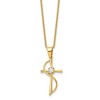 Chisel Stainless Steel Yellow IP-plated with Cubic Zirconia Cross Pendant on a 17.75" Cable Chain Necklace - 2 of 2