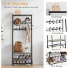 4-in-1 Hall Tree with Bench and Shoe Storage, Entryway Coat Rack with Hooks, Shelf, and Metal Frame Organizer - 3 of 4