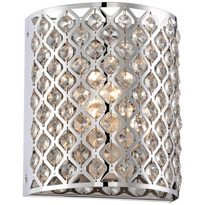 Possini Euro Design Modern Wall Light Sconce Chrome Hardwired 8 1/2" High Fixture Pocket Clear Cut Crystal for Bedroom Bathroom