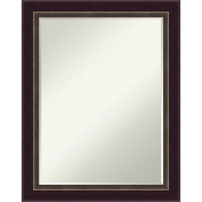Amanti Art Signore Bronze Petite Bevel Wood Bathroom Wall Mirror 28.25 x 22.25 in.
