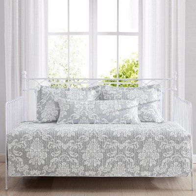 Gray Laura Ashley 199284 5-Piece Venetia Daybed Cover Set