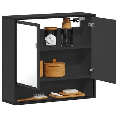 vidaXL Bathroom Mirror Cabinet Black Engineered wood, Metal Medium