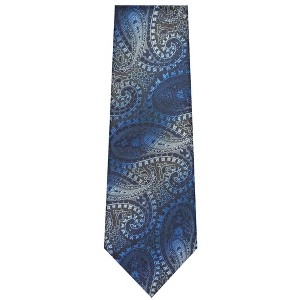 TheDapperTie Men's Blue And Black Paisley Necktie with Hanky - 1 of 3