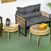 Outsunny Slatted Metal Top Wicker Patio Table Set, 2 Piece Round PE Rattan End Table Set, Brown - 2 of 4