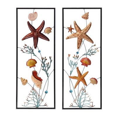 Set of 2 Metal Montauk Nautical Framed Wall Canvas - StyleCraft