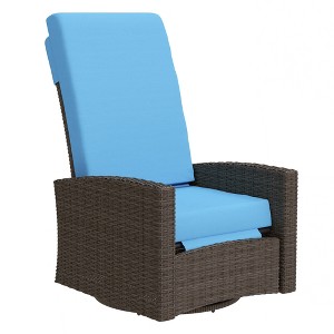 Outdoor Wicker Swivel Recliner Chair, Lifting Footrest, 360 Degree Rotating Basic, Water-resistant Cushions - 1 of 4