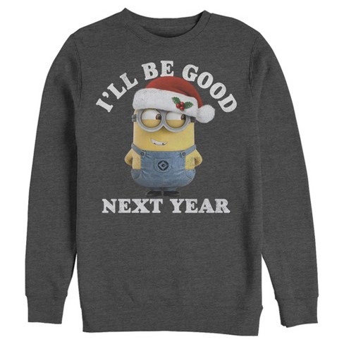 Men's Despicable Me Christmas Minions Be Good Next Year Sweatshirt -  Charcoal Heather - X Large : Target