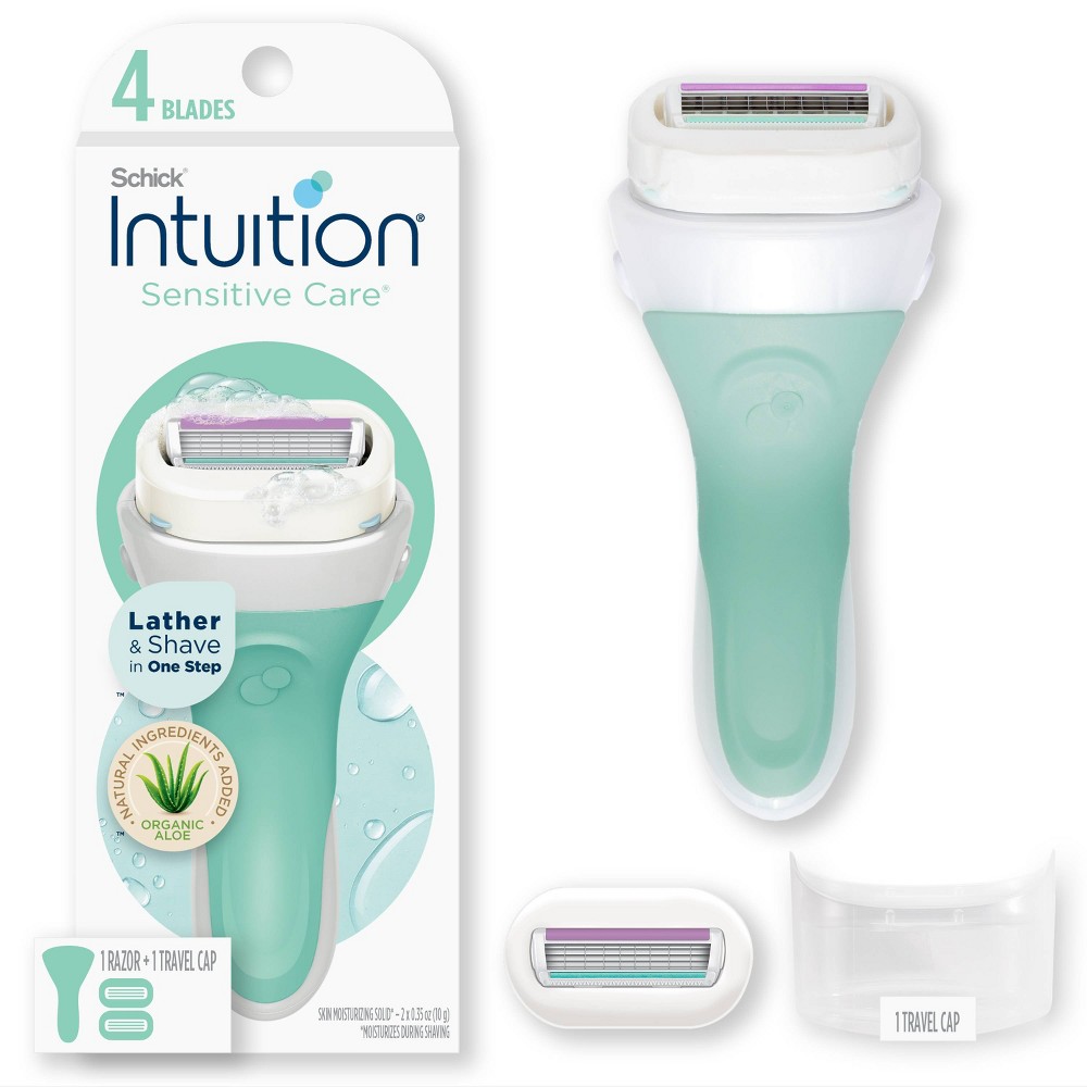 Photos - Razor / Razor Blade Schick Intuition Sensitive Care Women's Razor - 1 Razor Handle and 2 Refil