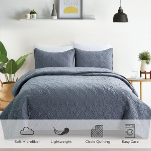 Peace Nest Pre-Washed Dark Gray Microfiber Coverlet Set with Envelope Closure Pillowcases - 1 of 4