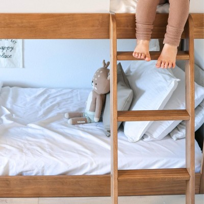 Mid-Century Modern Twin Over Twin Bunk Bed with Pine Frame