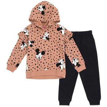 Disney Minnie Mouse Girls Fleece Pullover Hoodie and Pants Outfit Set Toddler to Little Kid
