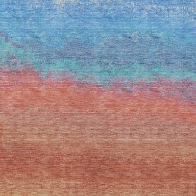 Coral And Blue Ombre Washable Indoor Outdoor Area Rug