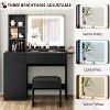 LED Lighted Vanity Desk with Mirror, Makeup Table with Drawers, Open Shelving & Storage Cabinet, Includes Faux Leather Stool, Vanity Set for Bedroom - 2 of 4