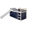 Donco Kids Low Loft Bed with Slide and Blue Tent, Twin, White - 3 of 4