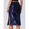 Allegra K Women's Glitter Side Slit High Waist Party Midi Sequin Skirt - 4 of 4