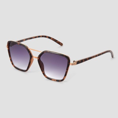 Women&#39;s Tortoise Shell Print Plastic Aviator Sunglasses - Universal Thread&#8482; Gold