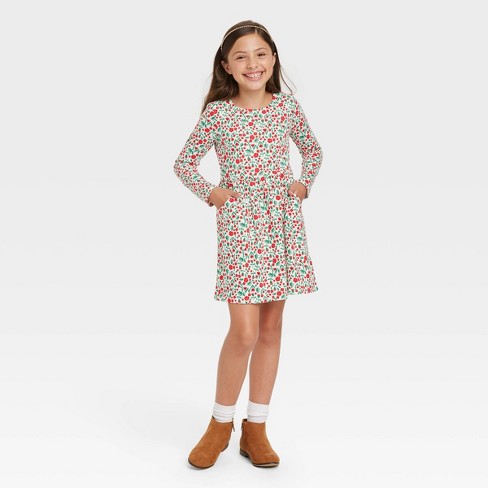 Girls' Printed Long Sleeve Dress - Cat & Jack™ S : Target