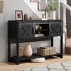 RoyalCraft Farmhouse Entryway Console Table with Storage Shelves, Sliding Barn Door and Spacious Tabletop for Living Room or Foyer, Black - 4 of 4