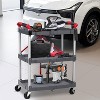 Folding Utility Cart - Heavy Duty 165LB Capacity w/ 360° Wheels (2 Locking) -  3-Tier Collapsible Rolling Cart for Garage, Office, Warehouse, Kitchen - 3 of 4