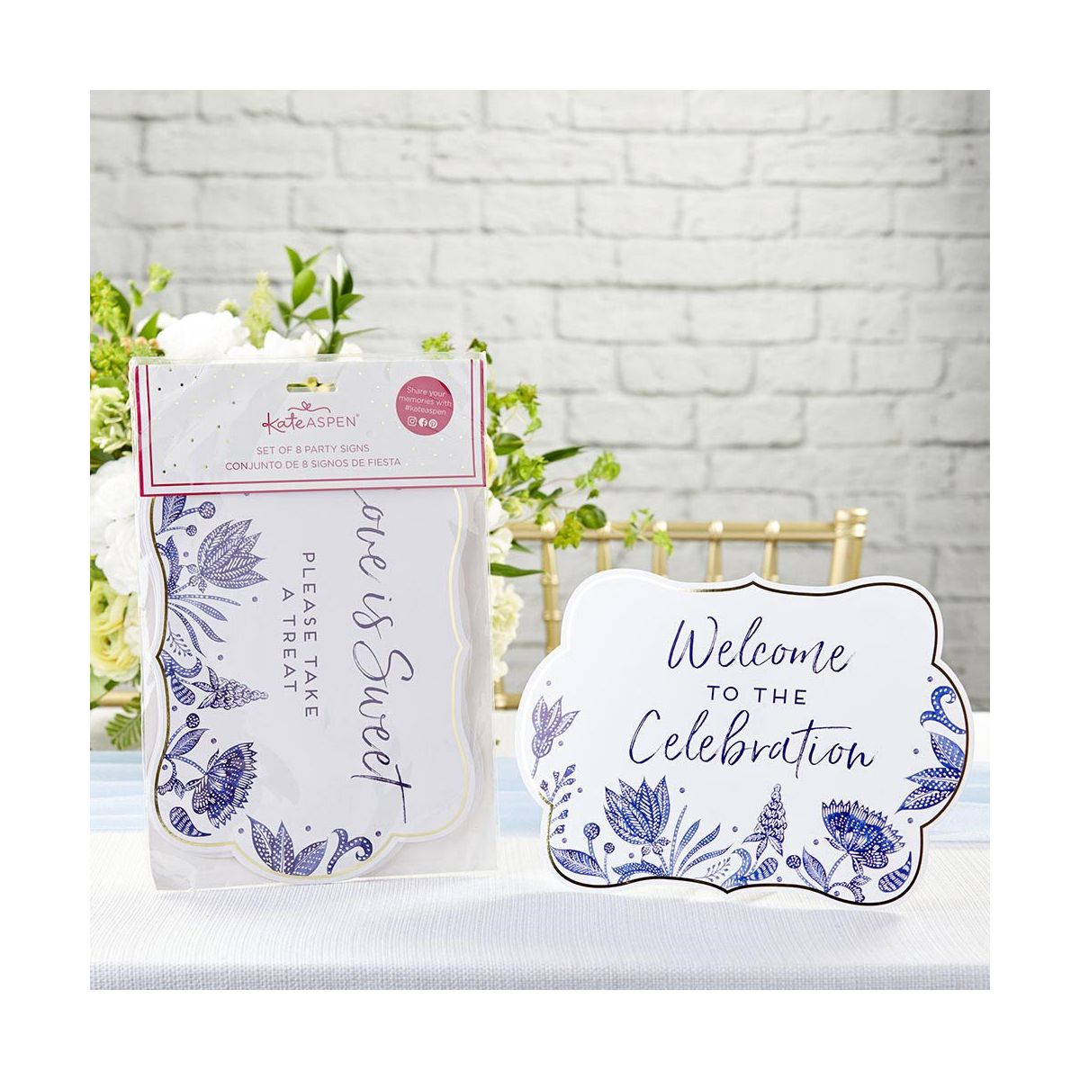 Kate Aspen Blue Willow Decor Sign Kit (Set of 8) | 28539NA - thumbnail 3