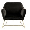 Vynxaria Keira 29.5" Green Velvet Accent Chair with Gold Metal Base - 2 of 4