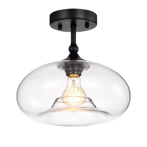 11" x 11" x 10.6" 1-Light Masix Semi-Flush Mount Black - Warehouse Of Tiffany: ETL Listed, Clear Glass, Metal Body - 1 of 2