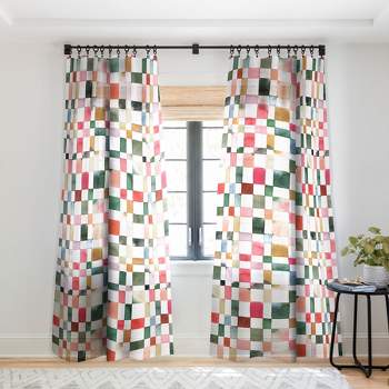 Ninola Design Watercolor Checker Yuletide Single Panel Sheer Window Curtain - Society6