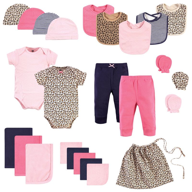 Hudson Baby Infant Girl Layette Start Set Baby Shower Gift 25pc, Prints Leopard, 0-6 Months, 1 of 11
