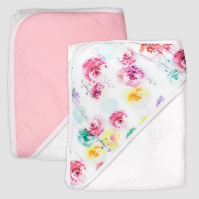 Honest Baby 2pc Hooded Towels - Pink