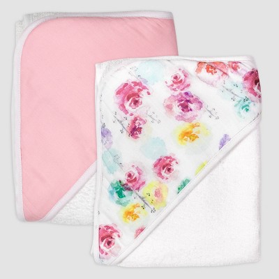 Image of Honest Baby 2pc Hooded Towels - Pink