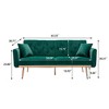 NicBex 65.36 Inch Velvet Convertible Loveseat Sofa with 2 Throw Pillows and Metal Legs for Living Room,Office,Apartment - 3 of 4