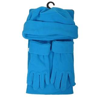 Women's Solid Fleece 3-Piece gloves scarf Hat Winter Set