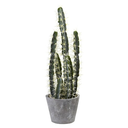 Nearly Natural 2.5' Plastic Cactus Artificial Plant, Green