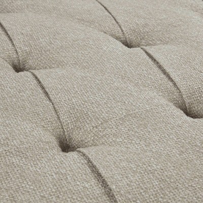 Taupe Tufted Square Cocktail Ottoman with Bronze Nailhead Trim