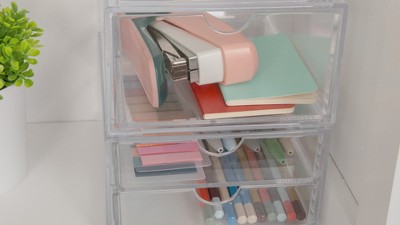 Clear Stackable Plastic Office Desktop Organizer with Single and Double Drawers