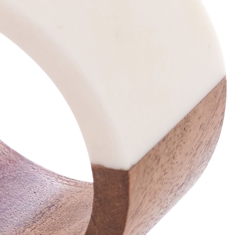 Saro Lifestyle Wood + Resin Napkin Rings, White (Set of 4), 5 of 7