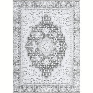 Vintage Washable Area Rug - Thin Low Pile Non-Slip Carpet for Living Room, Bedroom, Dining Table, and Home Office - 1 of 4